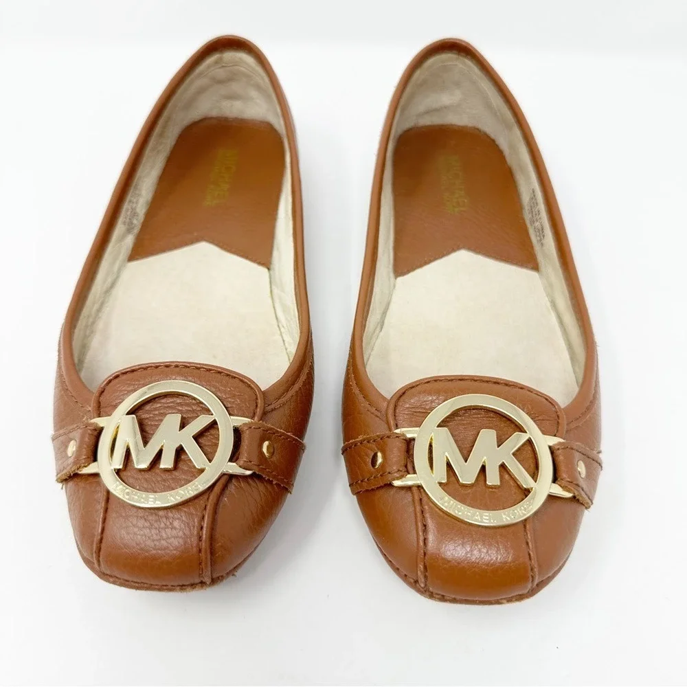 MICHAEL KORS FULTON‎ LUGGAGE LEATHER FLATS 6